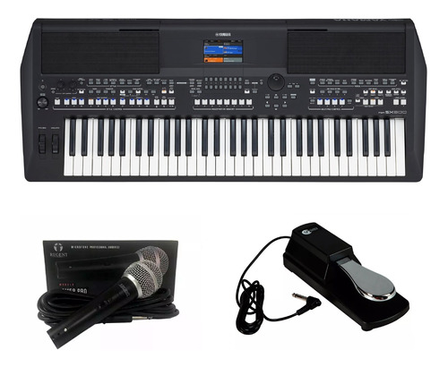 Teclado Yamaha Psr Sx600 Com Microfone E Pedal Sustain Kit