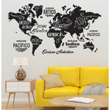 Vinilo Decorativo Mapa Mundial Mapamundi Pared Autoadhsivos