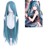 Peruca Longa Anime Cosplay Lolita 100cm Azul Gelo +wig Cap