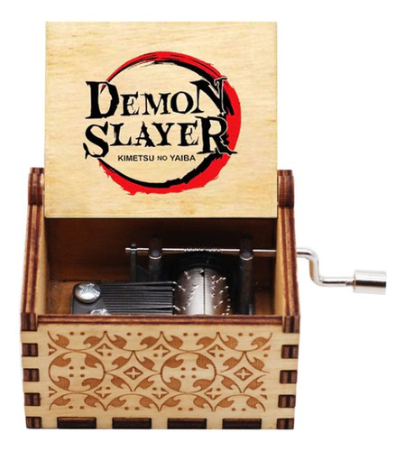 Caja Musical Demon Slayer Tema Madera Cafe Detalle