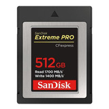 Memoria 512gb Cf Express Extreme Pro 1700 Mb/s Sandisk Color Negro Liso