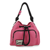 Bolsa Drawsting Cloe Para Mujer Asas Intercambiables Color Fucsia