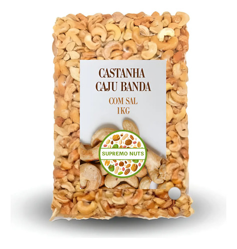 1kg Castanha De Caju Banda Torrada Com Sal Sem Sal Premium | MercadoLivre
