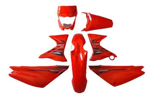 Kit Plasticos Yamaha Xtz 125 Rojo Con Cubre Óptica 
