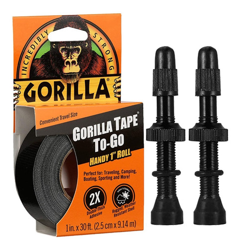 Fita Aro Tubeless Gorilla Tape 25mm + Par Válvulas Alumínio