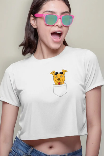 Playera Crop Top Mr-peanutbutter De Bolsillo