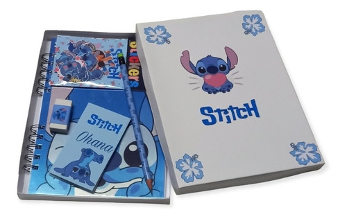 Cuaderno A5 Metalizado De Stitch (box Con Varios Productos)