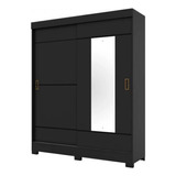 Guarda-roupa Casal 2 Portas De Correr 2 Gavetas Preto B66