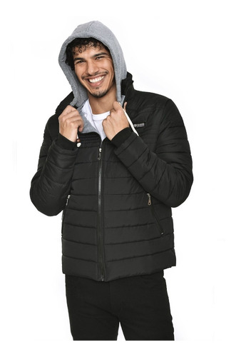 Campera Inflable Hombre Capucha Desmontable Con Polar Abrigo