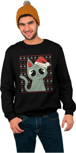 Sudadera Sueter Feo Ugly Sweater Gato Cute Santa Navidad 