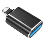 Adaptador Otg Plug Usb 3.0 Para Lightning iPhone iPad Ios 13 Cor Preto
