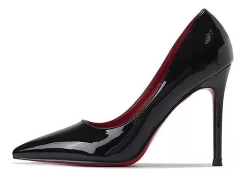 Tacones Altos Con Punta Y Suela Roja Para Mujeres 7~10cm