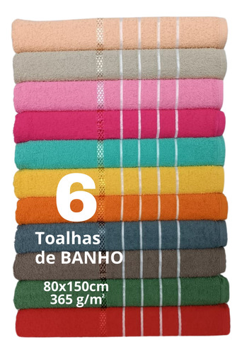 Kit 6 Toalhas Banhão Gigante 80x1,50 360g/m Atacado  Revenda