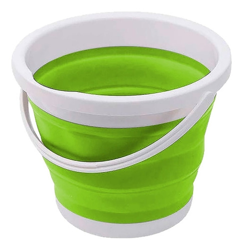 Balde De Silicone Retrátil Verde 3l Dobrável Balde