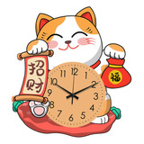Relógio De Parede De Gato Pendurado Decorativo Silencioso L