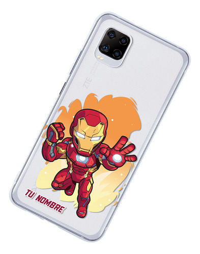 Funda Para Zte Iron Man Marvel Personalizada Nombre