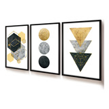 Quadro Decorativo Trio Abstrato Sala Vidro 60x90 Hexágonos