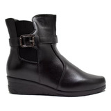 Bota Anabela Cano Curto Ziper Fivela Feminina Mooncity