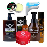 Kit Barberia Aceite Para Barba Shampo Espuma Afeitar