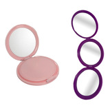 Espejo Portatil Plegable 3en1 Bolsillo C/aumento Maquillaje Color Del Marco Rosa O Violeta (según Stock)