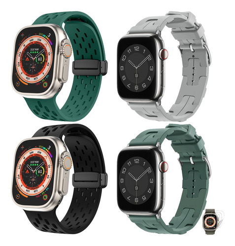 4 Correa Cristal Mica Para Apple Watch Iwatch Se Ultra 9 8 7