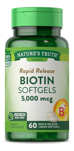 Nature's Truth Biotina 60cap Salud Del Cabello Piel Y Uñas