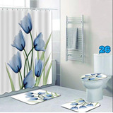 Set De Cortina De Baño 4 Piezas Tela Impermeable Varios Dise