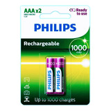 Philips Pila Recargable  Ready Aaa 1000 Mah  2 Pcs