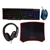 Combo Gamer Rgb Teclado Mouse Auricular Mousepad Profesional