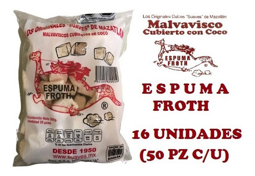 Espuma Froth Originales Suaves De Mazatlán 16 Bolsas/50pzas 