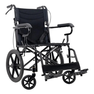 Silla De Ruedas Ligera Para Traslado Plegable Con Freno Color Negro | Envío gratis