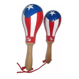 Maracas Salseras En Cuero Pintadas Puerto Rico Mango Madera