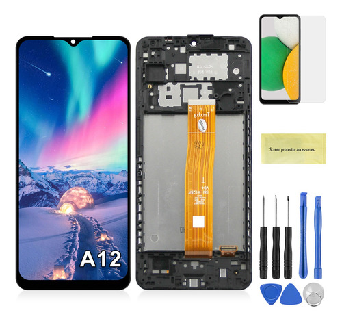 Pantalla Para Samsung A12 A125m A125f Con Marco Super Amoled