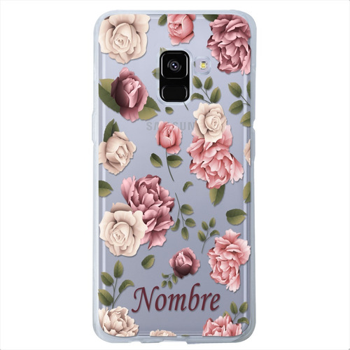 Funda Galaxy Flores Personalizada Con Tu Nombre