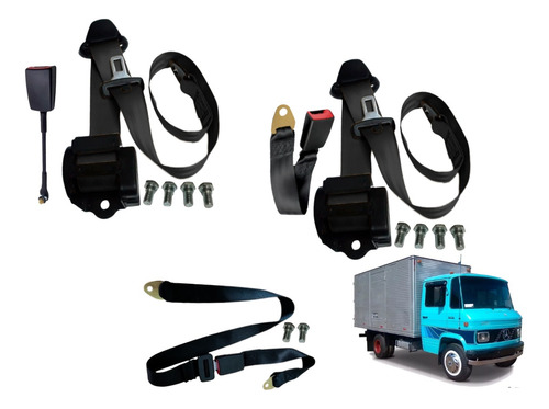 Kit Cinto De Segurança Caminhão Mb 608 Cabine 3 Bancos