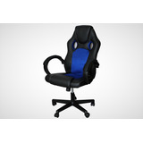 Silla Gamer De Vinil Tela Color Azul Con Detalles