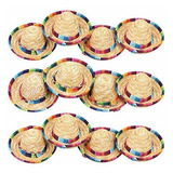 Paquete De 12 Mini Sombrero Mexicano, Natural Paja De Sombre