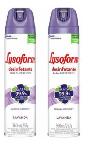 Kit 2 Lysoform Spray Desinfetante Lavanda + Gel 70º Bolso
