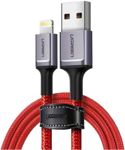 Cable Lightning Carga Rapida Ugreen 1m Rojo