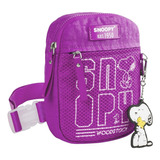 Shoulder Bag Bolsa Transversal Snoopy Moderna Lilás Desenho Do Tecido Liso