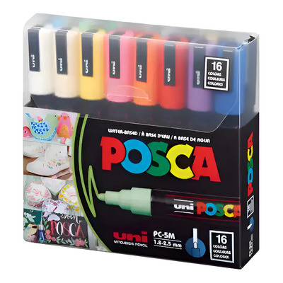 Uni Posca Pc-5m Punta Media De 16 Colores Originales Color M1 Elfleaf | Envío gratis