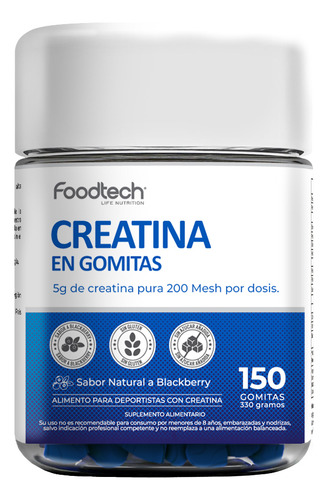 Creatina En Gomitas 150 Gummies - Foodtech Sabor Blueberry