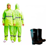 Kit Completo Motociclista Lluvia Incluye Impermeable Y Botas