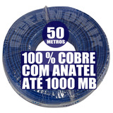 Cabo Rede E Cftv Cat5e Rj45 Azul Rolo 50m Internet Net