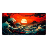 Mousepad Gamer Antideslizante L 60x30 Cm Olas Japonesas