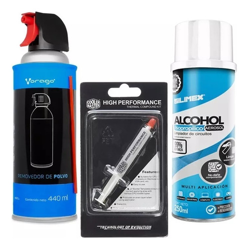 Kit Pasta Termica + Aire Comprimido + Alcohol Isopropilico