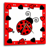 3drose Dpp__2 Love Bugs Mariquita Roja Con Corazones Reloj D