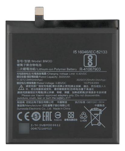 Bateria Bm3d Para Xiaomi Mi 8 Se Bm3d Con Garantia 100%