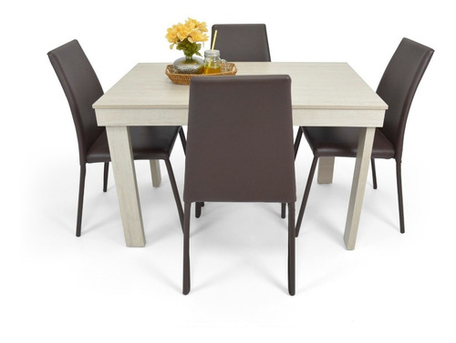 Set Comedor Napoli Balí 4 Puestos En Cuero Sintético