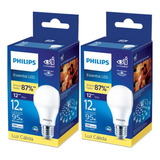 Pack 2 Ampolletas Led Philips 12w E27 A60 Luz Fria O Calida